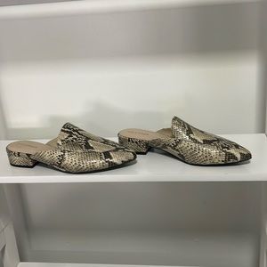 NEW Cole Haan snake print heeled mules